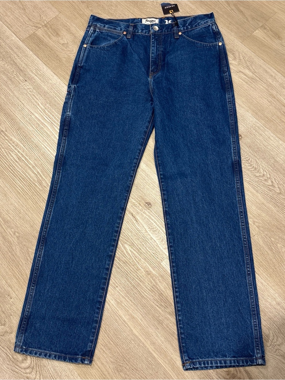 Seager Co. Autry Jeans Blue Antique Wash  Men's Size 35x32 14oz Twill Cone Mills